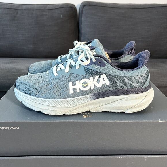 Hoka One One Challenger 7 Trail Running Shoes Mountain Fog Druzy Blue Men Sz 8D - Picture 1 of 12